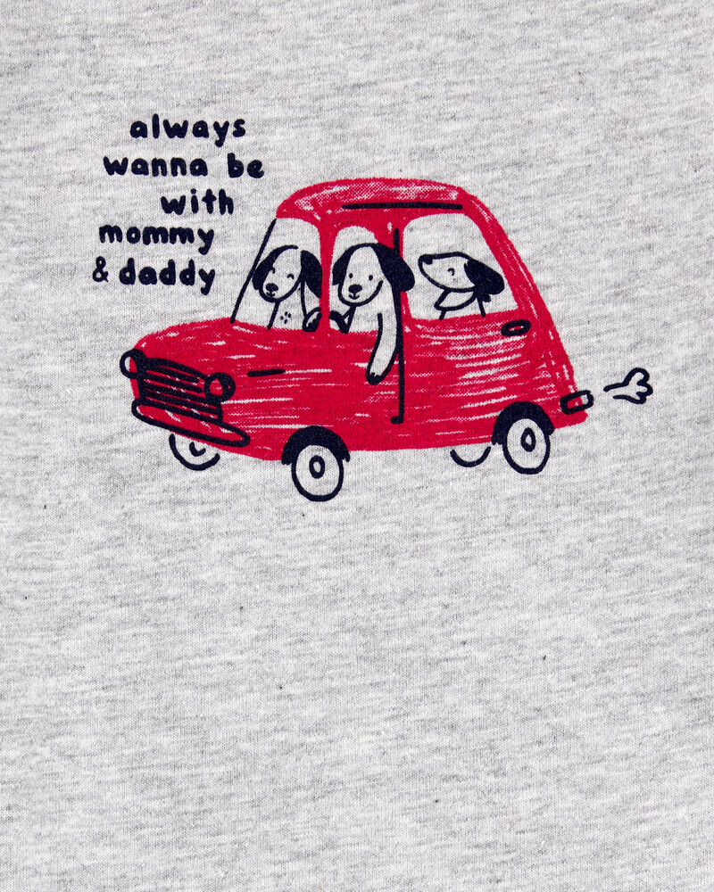 Baby Always With Mommy And Daddy Dog Short-Sleeve Bodysuit - Gray, image 2 of 3 slides