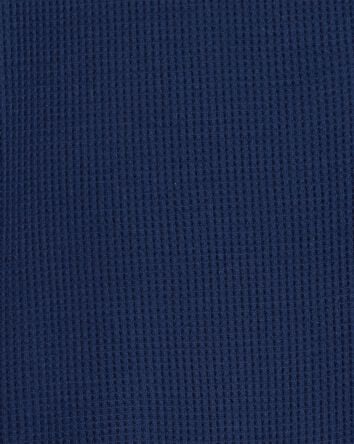 Boys Solid Loose Fit Waffle Knit 2-Piece Pajamas - Navy, 