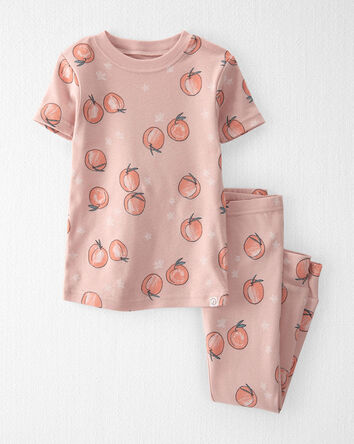 Toddler Organic Cotton Pajamas in Peach Print, 