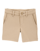 Toddler 2-Pack Ponte Knit Uniform Shorts - Khaki, image 2 of 6 slides
