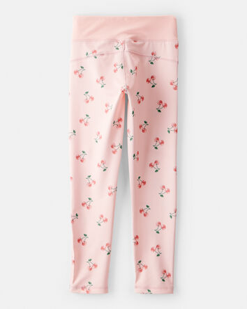 Girls Cherry Print Active Leggings - Pink, 