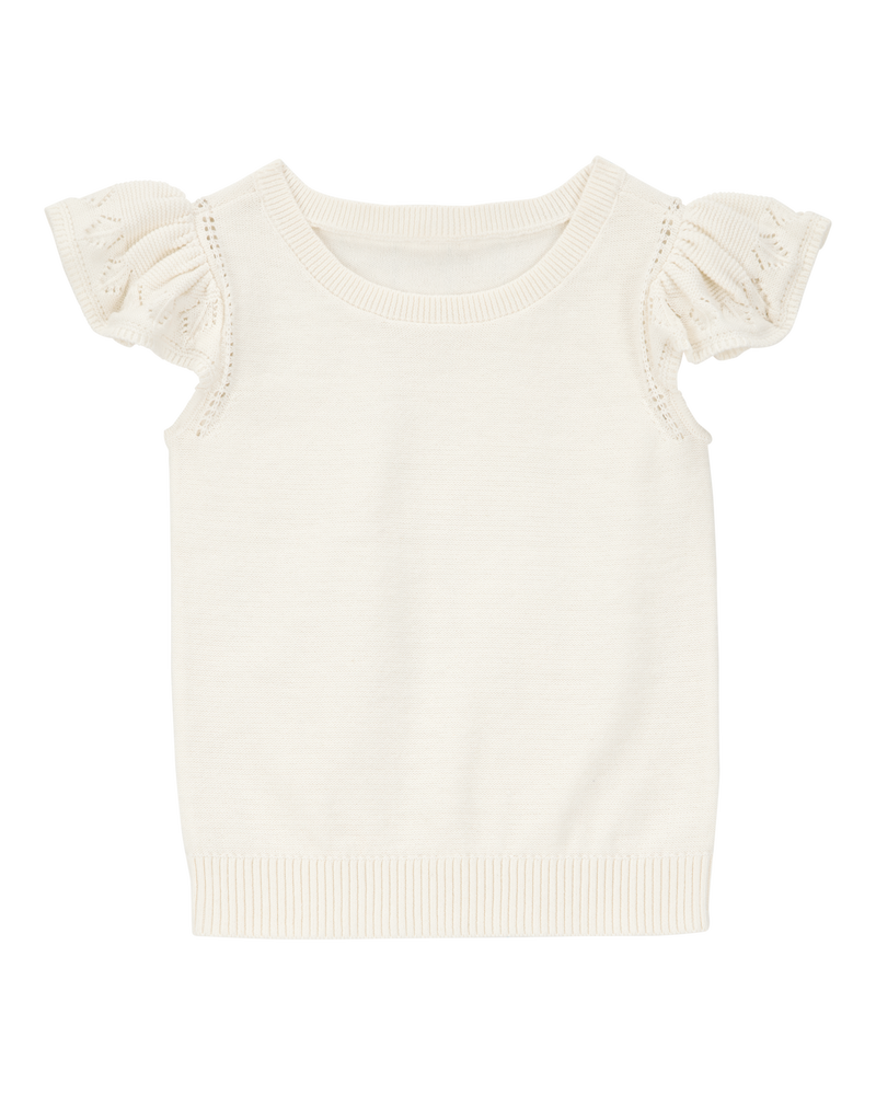 Toddler Flutter Sleeves Sweater Top - Cream, image 1 of 3 slides