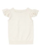 Toddler Flutter Sleeves Sweater Top - Cream, image 1 of 3 slides
