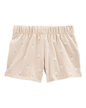 Kid Floral Pull-On French Terry Shorts - Brown, 