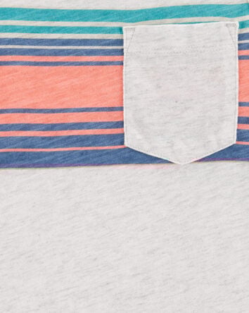 Kid Striped Front-Pocket Tank-Grey, 