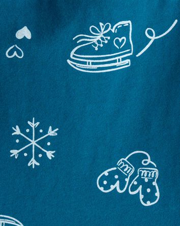 Baby Girl Winter Print Long-Sleeve Peplum Top - Blue, 