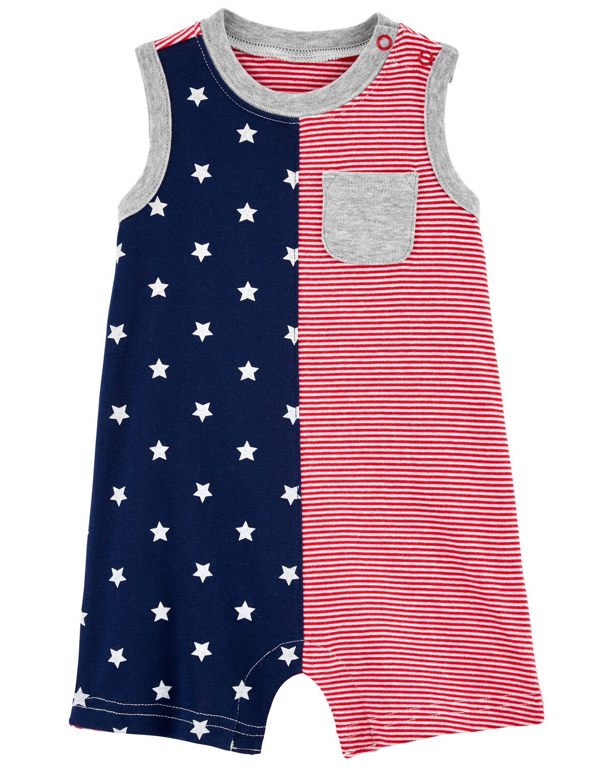 Navy/Red Baby 4th Of July Romper