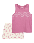 Kid 2-Piece Shell Vintage Muscle Tank & Golf Skort Set - Purple/Ivory
, image 1 of 6 slides