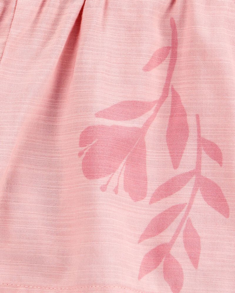 Kid Floral Linen Look-Alike Sun Short - Pink, image 3 of 5 slides