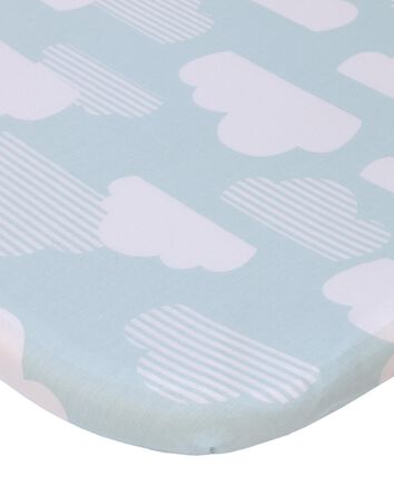 Skip Hop Cozy-Up 2-in-1 Bedside Sleeper 100% Cotton Fitted Bassinet Sheet - Blue & White Clouds, 