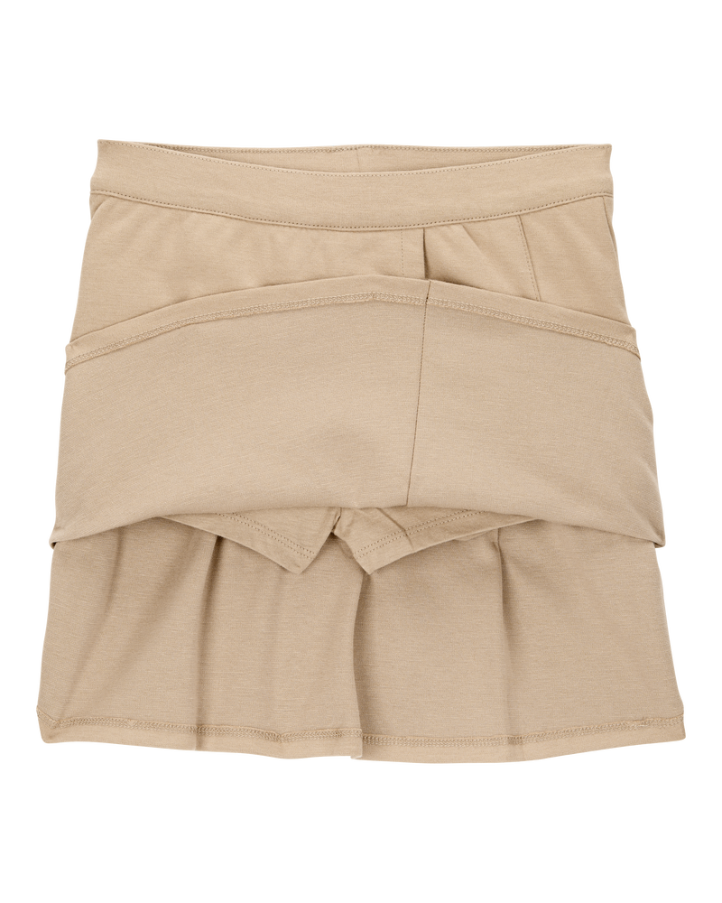 Kid 2-Pack Ponte Knit Uniform Skirts - Khaki, image 3 of 4 slides