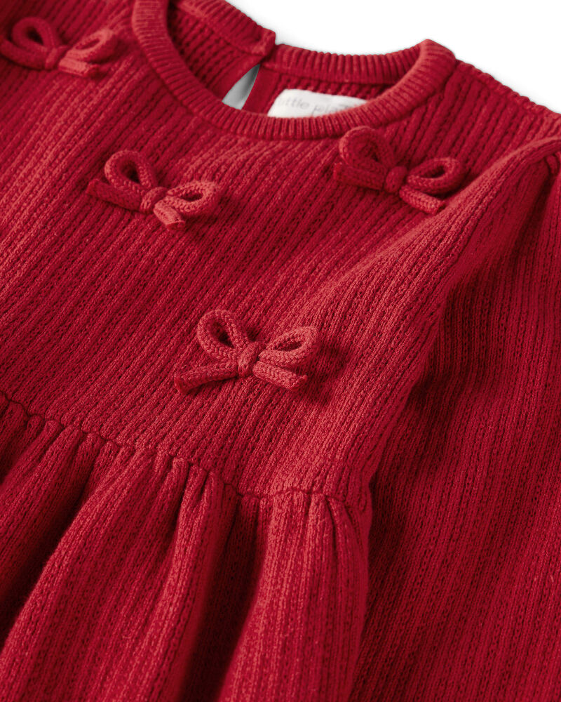 Baby Girl Organic Cotton Sweater Knit Dress, image 3 of 6 slides