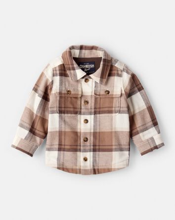Baby Boy Flannel Long-Sleeve Jacket - Brown, 
