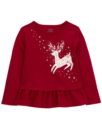 Toddler Reindeer Peplum Top, 