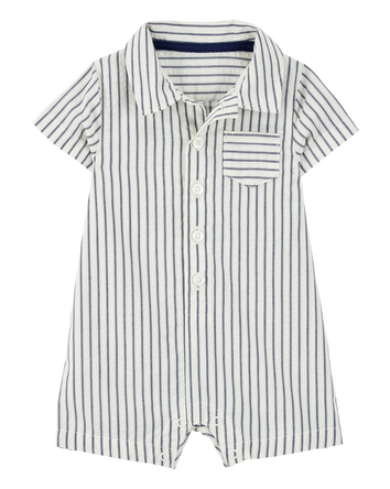 Baby Striped Polo Romper, 