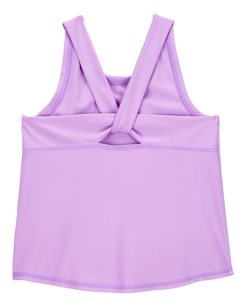 Kid 2-Piece Floral Active Twist Tank & Flowy Layered Flip Short Set - Purple/Blue, image 3 of 8 slides