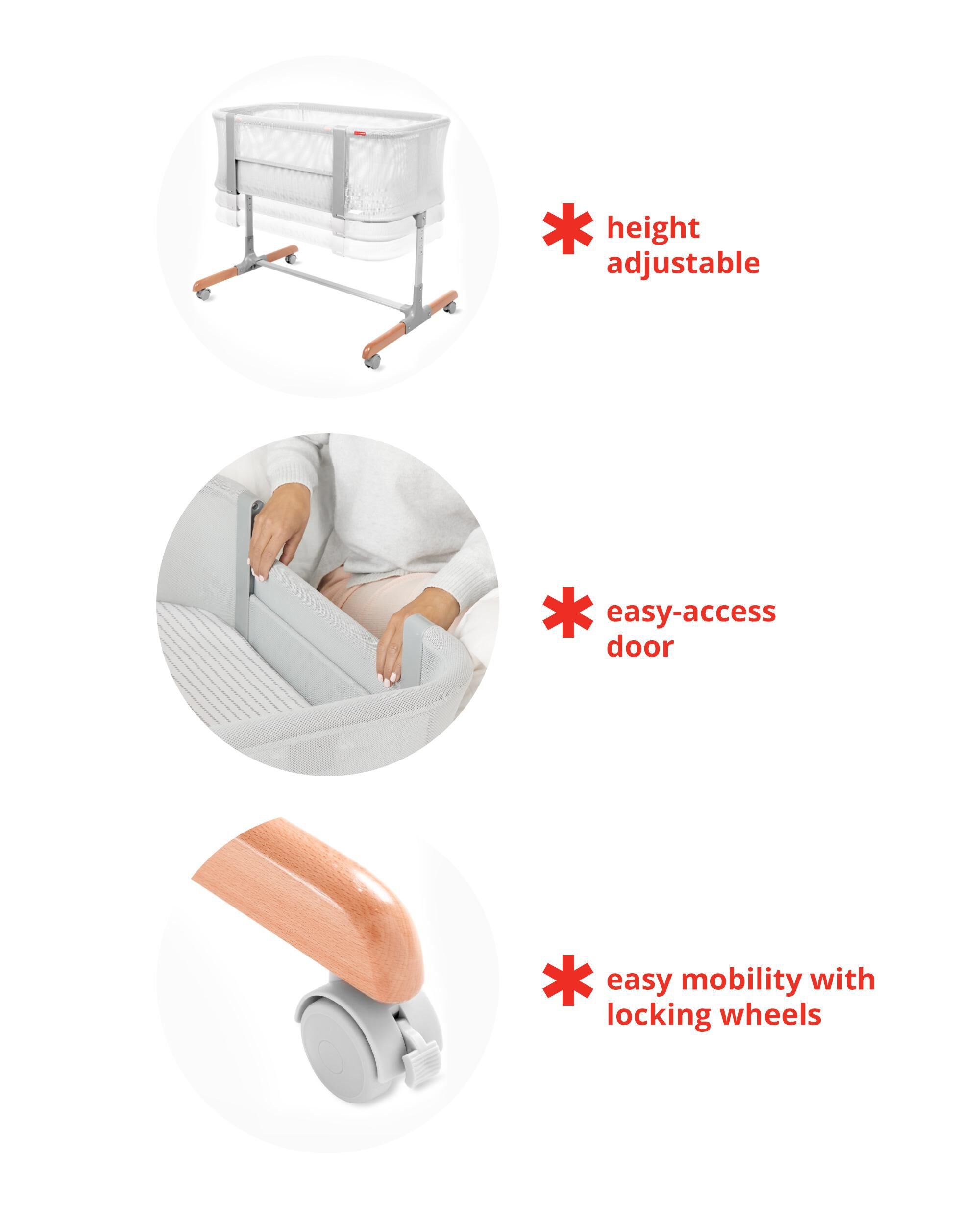 Grey Cozy-Up 2-in-1 Bedside Sleeper & Bassinet | skiphop.com