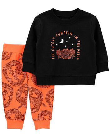 Baby 2-Piece Halloween Pumpkin Outfit Set, 