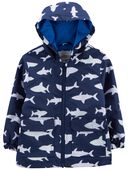 Navy - Toddler Shark Color-Changing Rain Jacket