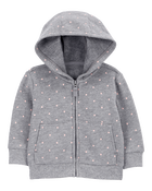 Baby Polka Dot Zip-Up Fleece Hoodie, image 1 of 3 slides