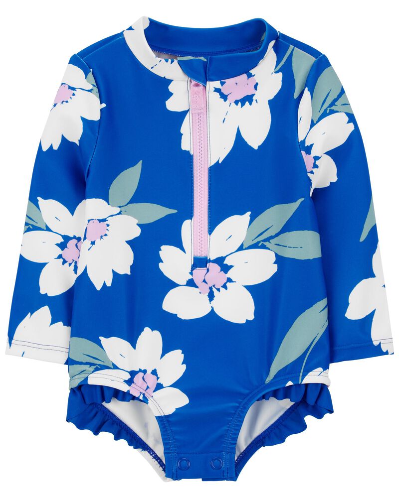 Baby Floral 1-Piece Rashguard, image 1 of 4 slides