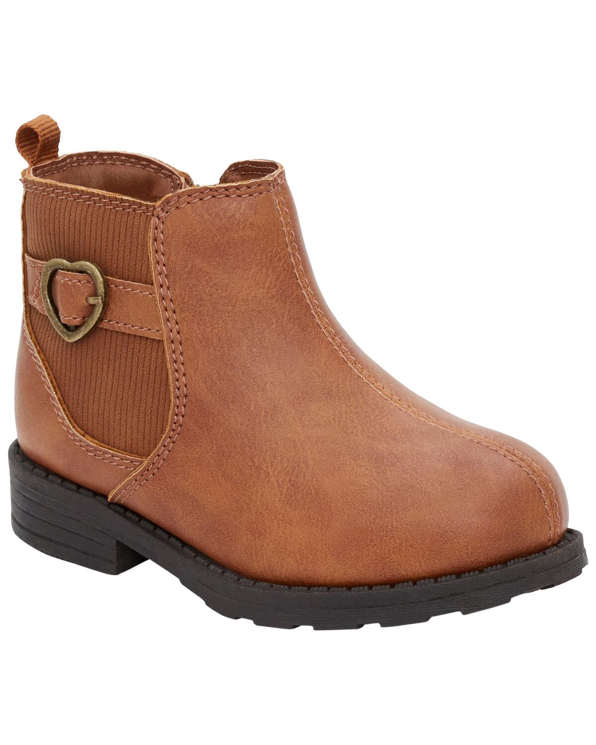 Brown Kid Heart Buckle Boots