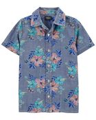 Kid Hawaiian Print Chambray Button-Front Shirt, image 1 of 3 slides