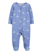 Baby Girl Bee Print Zip-Up PurelySoft Sleep & Play Pajamas, image 1 of 4 slides