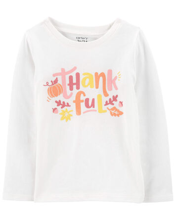 Kid Thankful Thanksgiving Long-Sleeve Graphic Tee, 