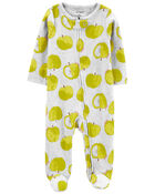 Baby Green Apple 2-Way Zip Sleep & Play Pajamas, image 1 of 5 slides