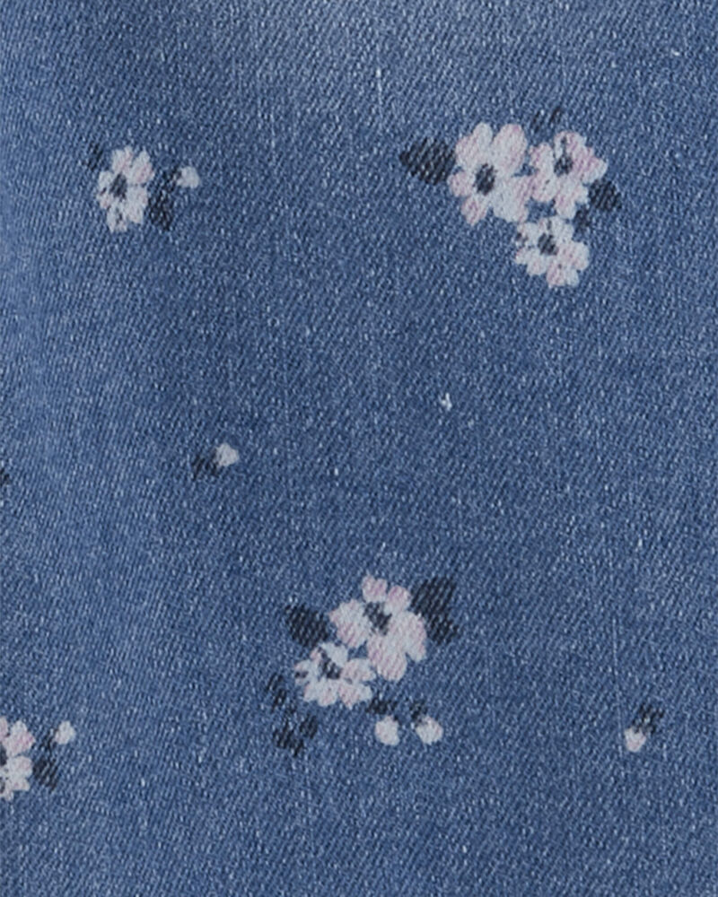 Baby Floral Print Ruffle Stretch Denim Overalls, image 3 of 5 slides