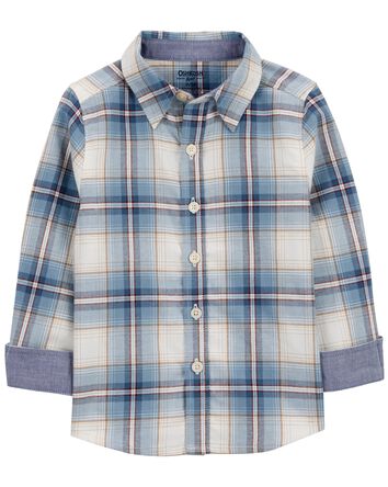 Plaid Button-Front Shirt, 