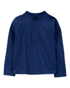 Toddler Boy Long Sleeve Half-Zip Rashguard - Navy, image 1 of 3 slides