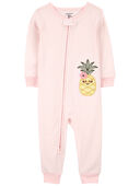 Pink - Toddler 1-Piece Pineapple 100% Snug Fit Cotton Footless Pajamas