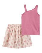 Kid 2-Piece Sleeveless Tank & Seashell Skort Set - Purple/Grey, image 1 of 4 slides