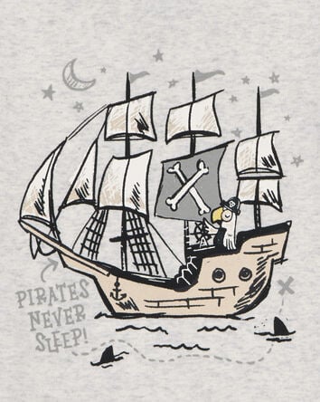Baby Pirate Print Snug Fit Cotton 4-Piece Pajamas, 
