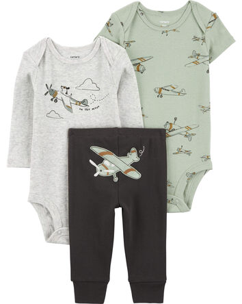 Baby 3-Piece Airplane Little Outfit Set, 