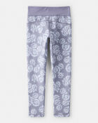 Girls Floral Active Leggings - Purple, image 2 of 4 slides