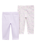 Baby 2-Pack Foral Pull-On Pants, image 1 of 5 slides