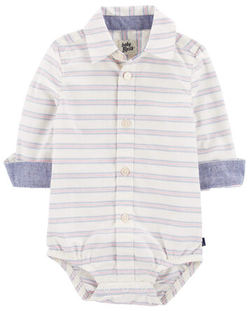 Baby Striped Button-Front Bodysuit, 
