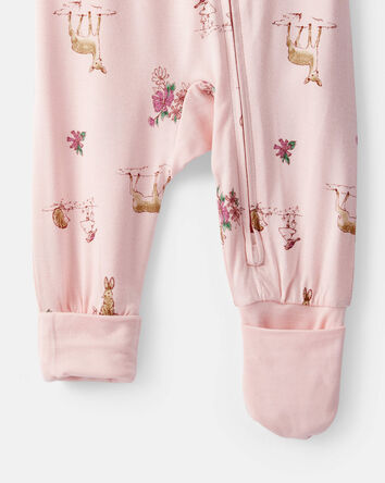 Baby Girl Deer & Floral Print PurelySoft Sleep & Play - Pink, 
