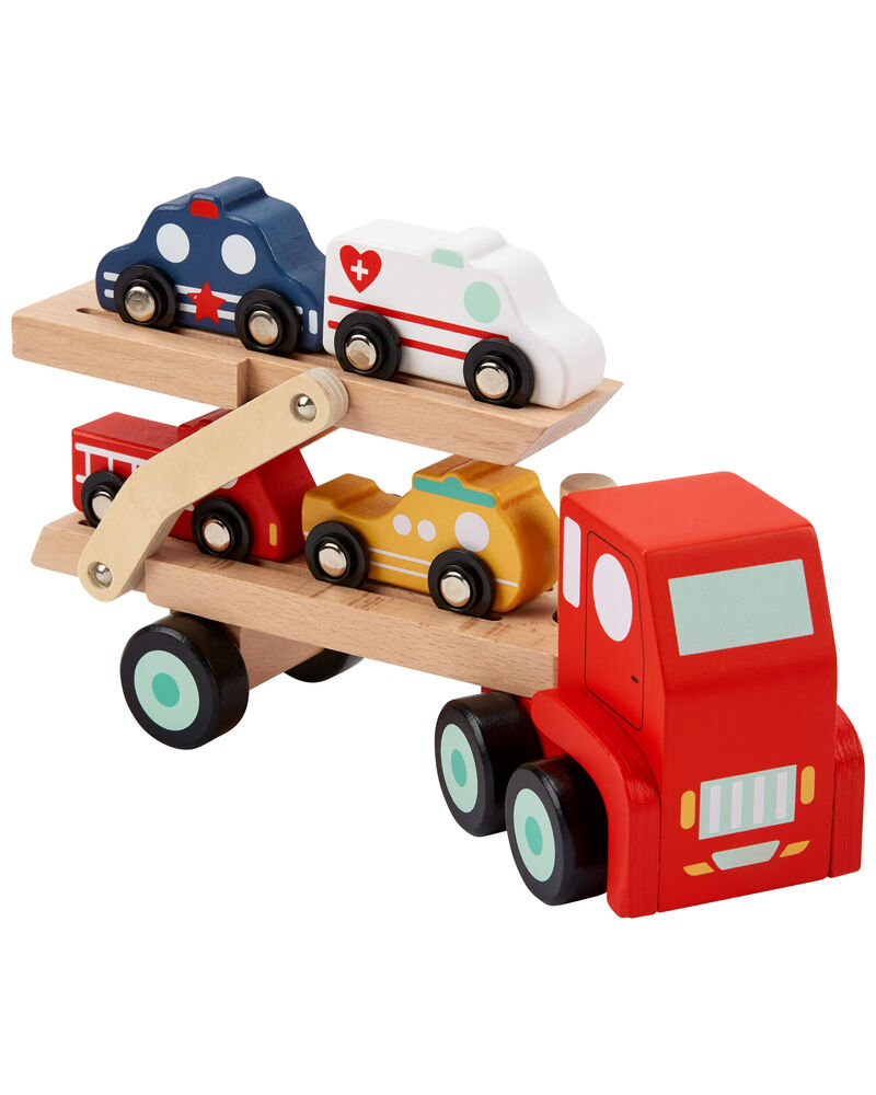 Toddler Wooden Rescue Car Carrier, image 1 of 2 slides