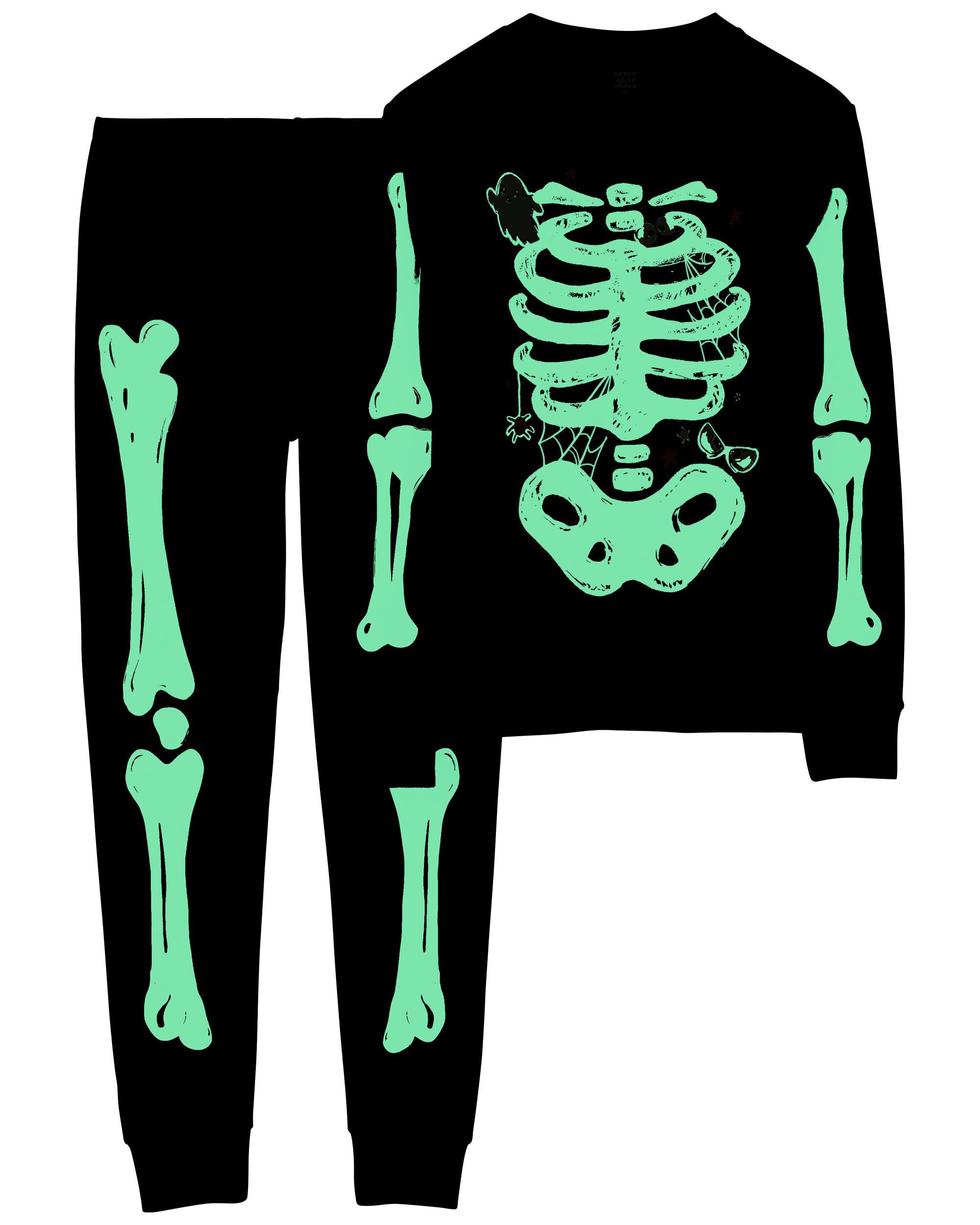 Multi Adult 2 Piece Glow Halloween Skeleton 100 Cotton Pajamas carters