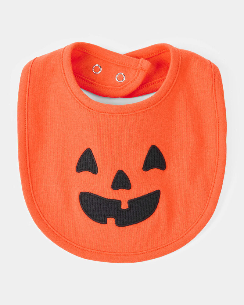 Baby Halloween Jack-O-Lantern Pumpkin Bib - Orange, image 1 of 3 slides