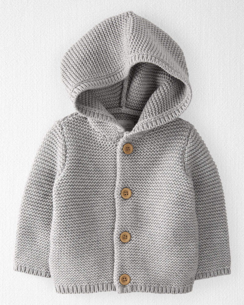 Baby Organic Cotton Signature Stitch Cardigan, image 1 of 6 slides