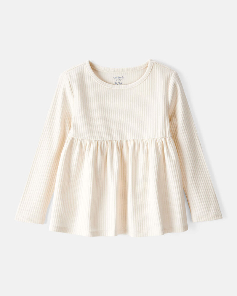 Toddler Girl Long-Sleeve Peplum Top - White, image 1 of 3 slides