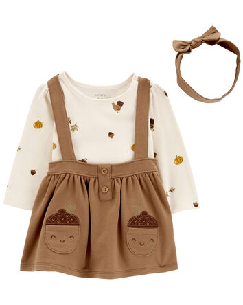 Baby 3-Piece Fall Thanksgiving Bodysuit & Jumper Set, 