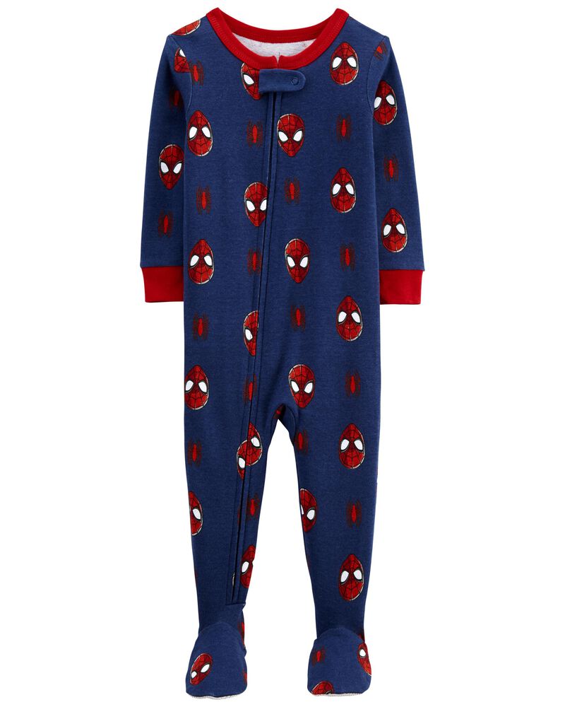 Toddler 1-Piece Spider-Man 100% Snug Fit Cotton Footie Pajamas, image 1 of 5 slides
