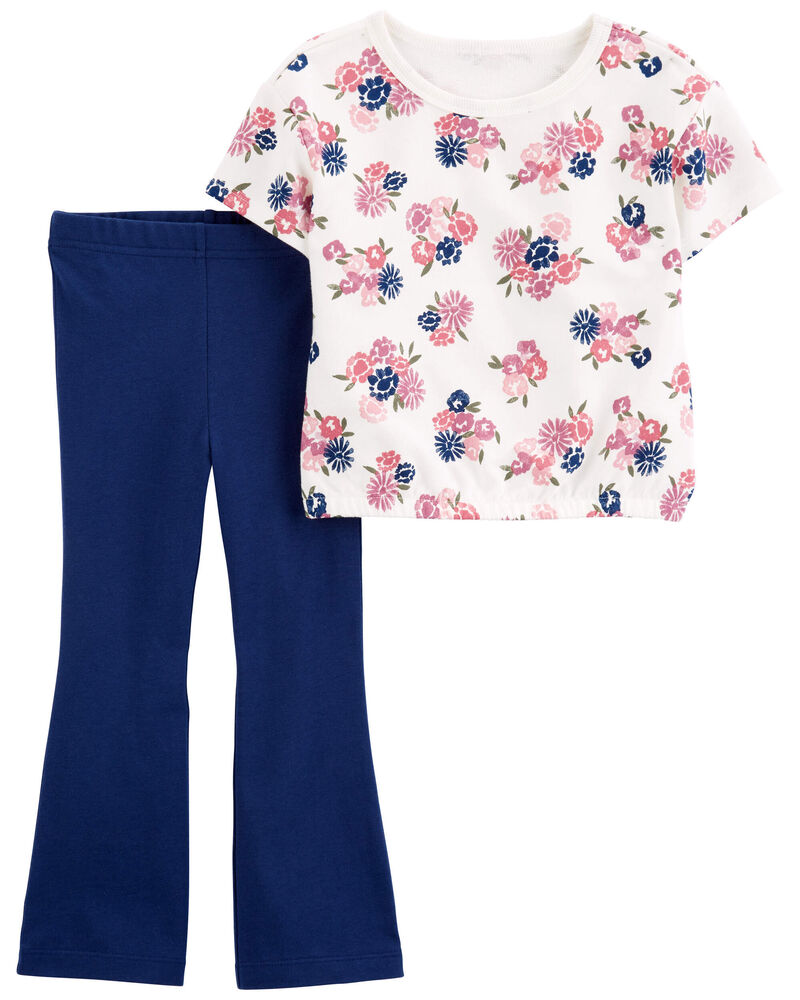 Toddler 2-Piece Floral Jersey Tee & Flare Legging Set, image 1 of 3 slides