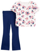 Toddler 2-Piece Floral Jersey Tee & Flare Legging Set, image 1 of 3 slides